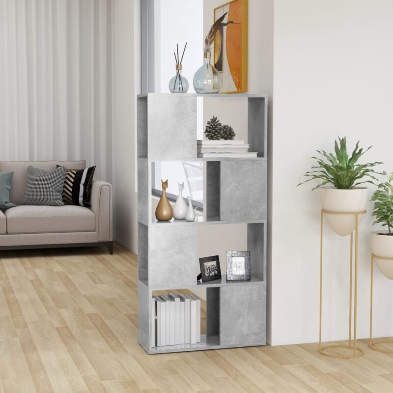 Knjižna omara za razdelitev prostora beton. siva 60x24x124