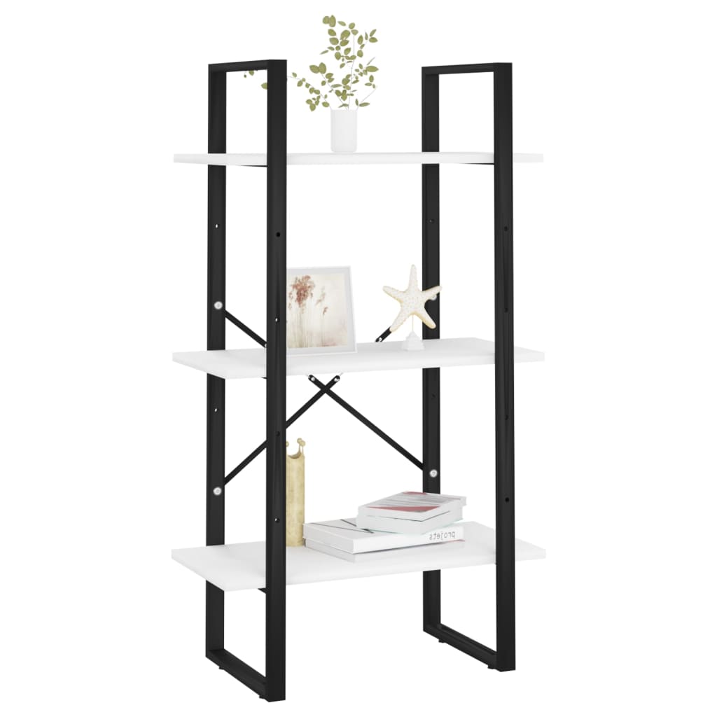 Regal s policami bel 60x30x105 cm iverna plošča in kovina