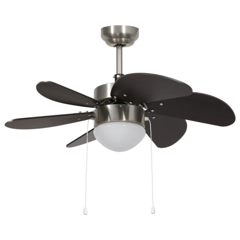 Stropni ventilator z lučjo 76 cm temno rjav