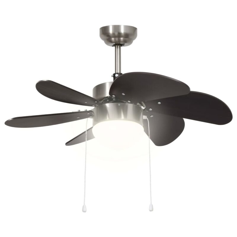 Stropni ventilator z lučjo 76 cm temno rjav