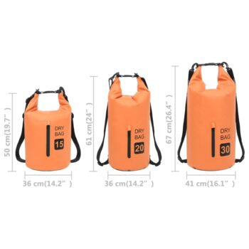 Torba Dry Bag z zadrgo oranžna 15 L PVC