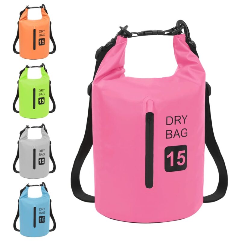 Torba Dry Bag z zadrgo roza 15 L PVC