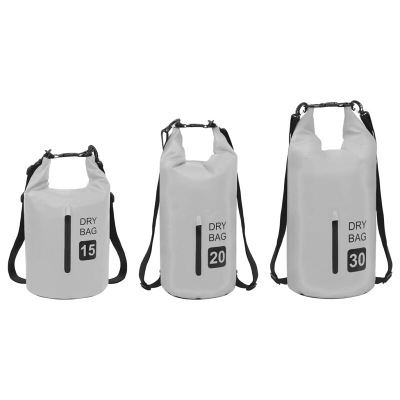 Torba Dry Bag z zadrgo siva 30 L PVC