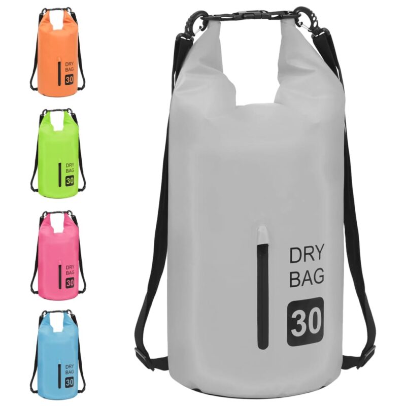 Torba Dry Bag z zadrgo siva 30 L PVC