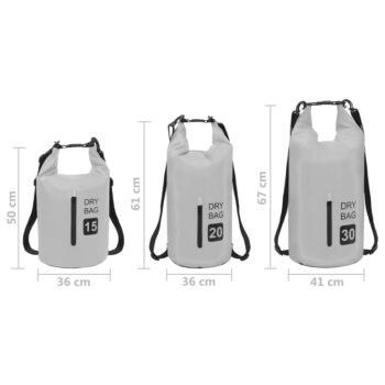 Torba Dry Bag z zadrgo siva 30 L PVC