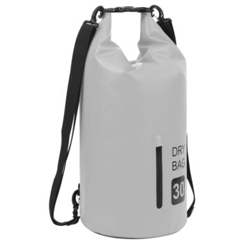 Torba Dry Bag z zadrgo siva 30 L PVC