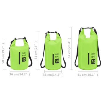 Torba Dry Bag z zadrgo zelena 15 L PVC