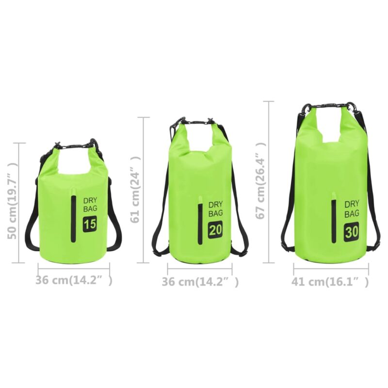 Torba Dry Bag z zadrgo zelena 20 L PVC