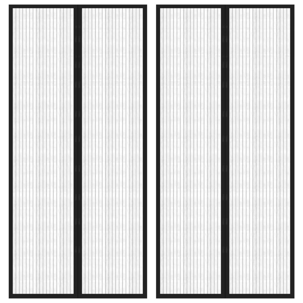 Zavesa proti mrčesu 2 kosa z magnetnimi bloki črna 220x110 cm