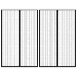 Zavesa proti mrčesu 2 kosa z magnetnimi bloki črna 220x130 cm