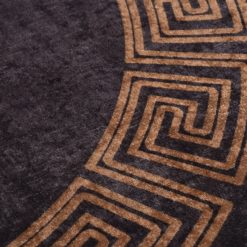 Pralna preproga φ120 cm črna in zlata protizdrsna