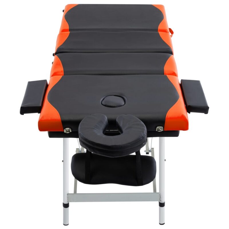 4-conska zložljiva masažna miza aluminij črna in oranžna