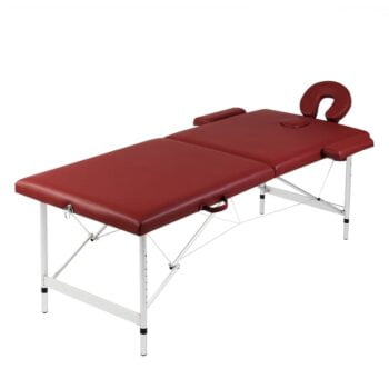 Zložljiva masažna miza 2-conska aluminijast okvir rdeča