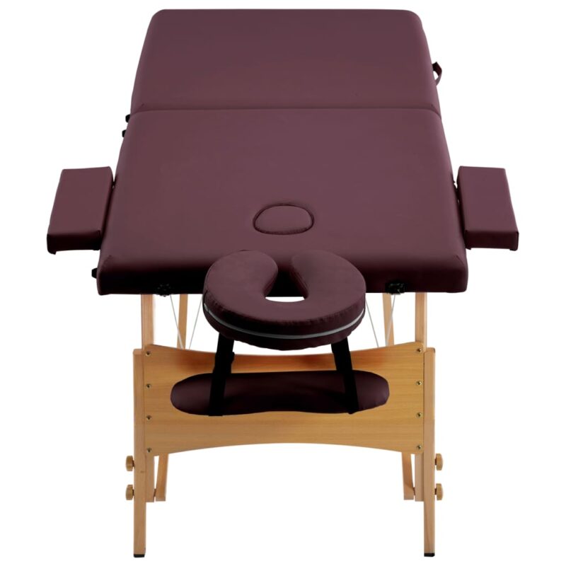 Zložljiva masažna miza 2-conska les vinsko vijolična