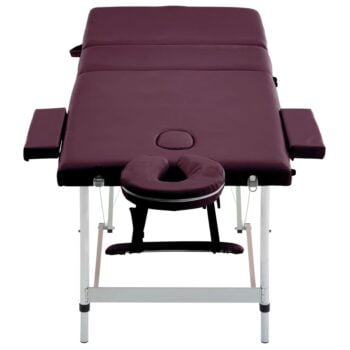 Zložljiva masažna miza 3-conska aluminij vinsko vijolična