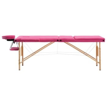 Zložljiva masažna miza 3-conska les roza