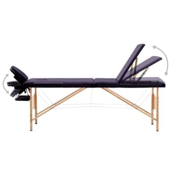 Zložljiva masažna miza 3-conska les vijolična