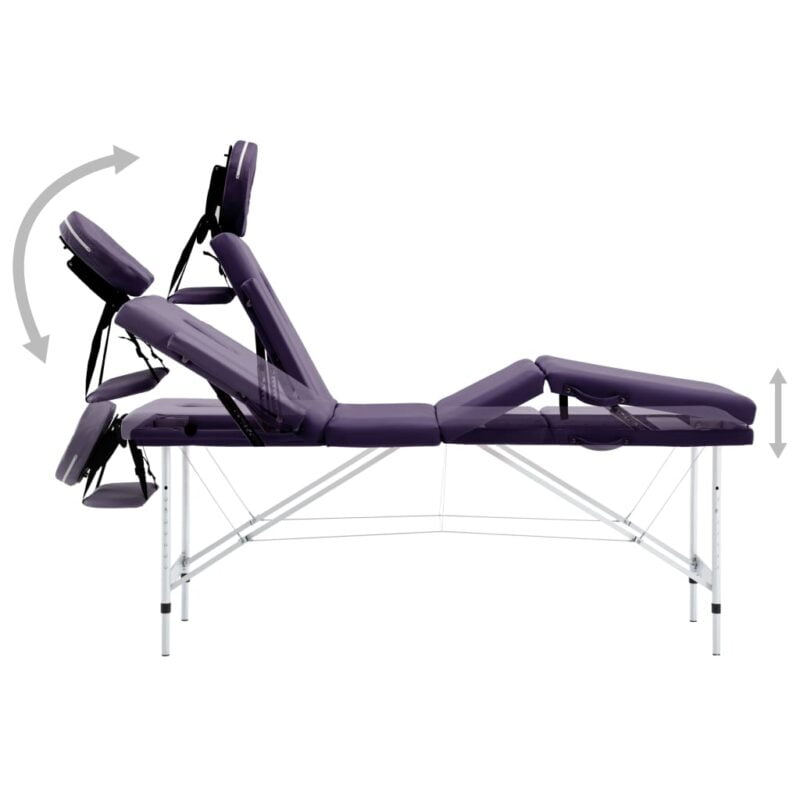 Zložljiva masažna miza 4-conska aluminij vijolična