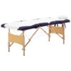 Zložljiva masažna miza 4-conska les bela in vijolična
