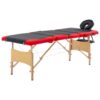 Zložljiva masažna miza 4-conska les črna in rdeča