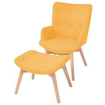 Fotelj s stolčkom za noge rumeno blago