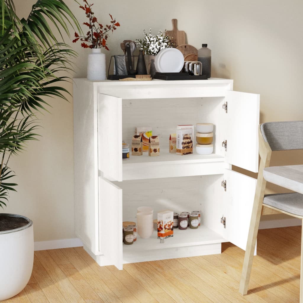 Komoda bela 60x34x75 cm trdna borovina