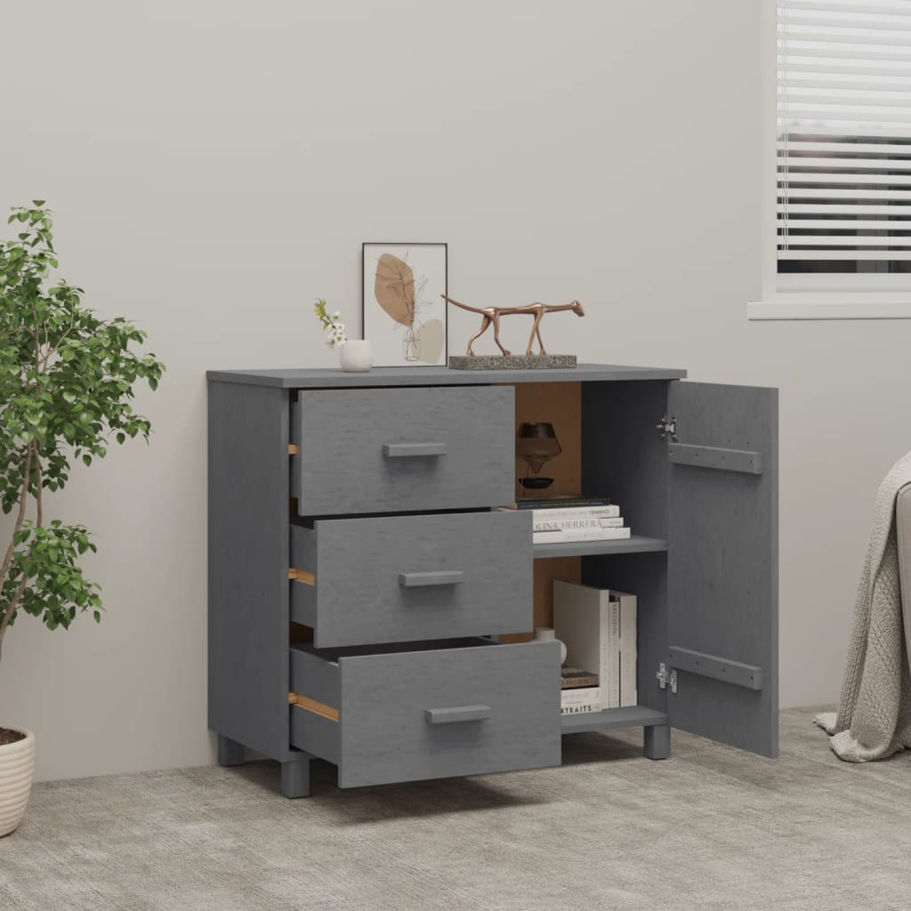 Komoda temno siva 90x40x80 cm trdna borovina