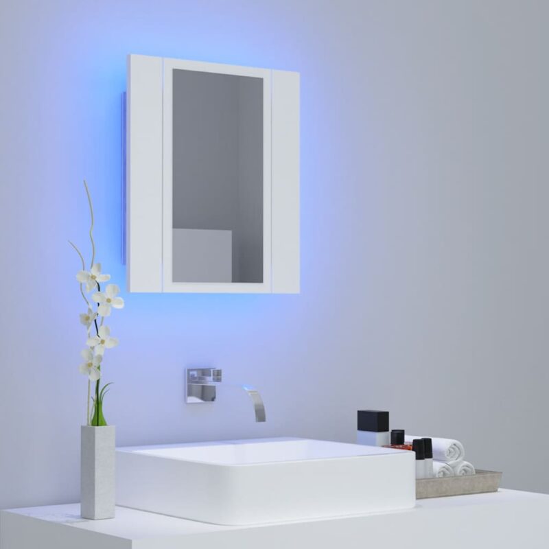 LED kopalniška omarica z ogledalom bela 40x12x45 cm