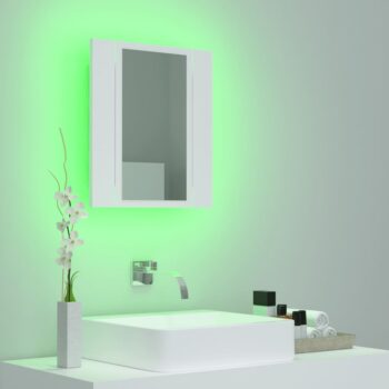LED kopalniška omarica z ogledalom bela 40x12x45 cm