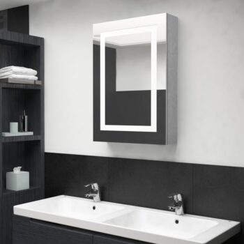 LED kopalniška omarica z ogledalom betonsko siva 50x13x70 cm