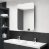 LED kopalniška omarica z ogledalom betonsko siva 60x11x80 cm