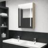 LED kopalniška omarica z ogledalom hrast 50x13x70 cm