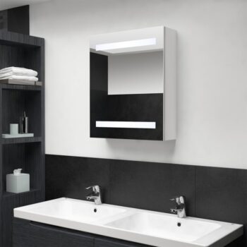 LED kopalniška omarica z ogledalom sijoče bela 50x14x60 cm