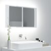 LED kopalniška omarica z ogledalom visok sijaj bela 80x12x45 cm