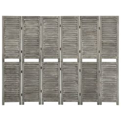 Paravan 6-delni siv 214x166 cm trden les