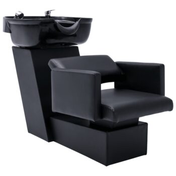 Salonski stol z umivalnikom črn 129x59x82 cm umetno usnje