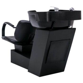 Salonski stol z umivalnikom črn 137x59x82 cm umetno usnje