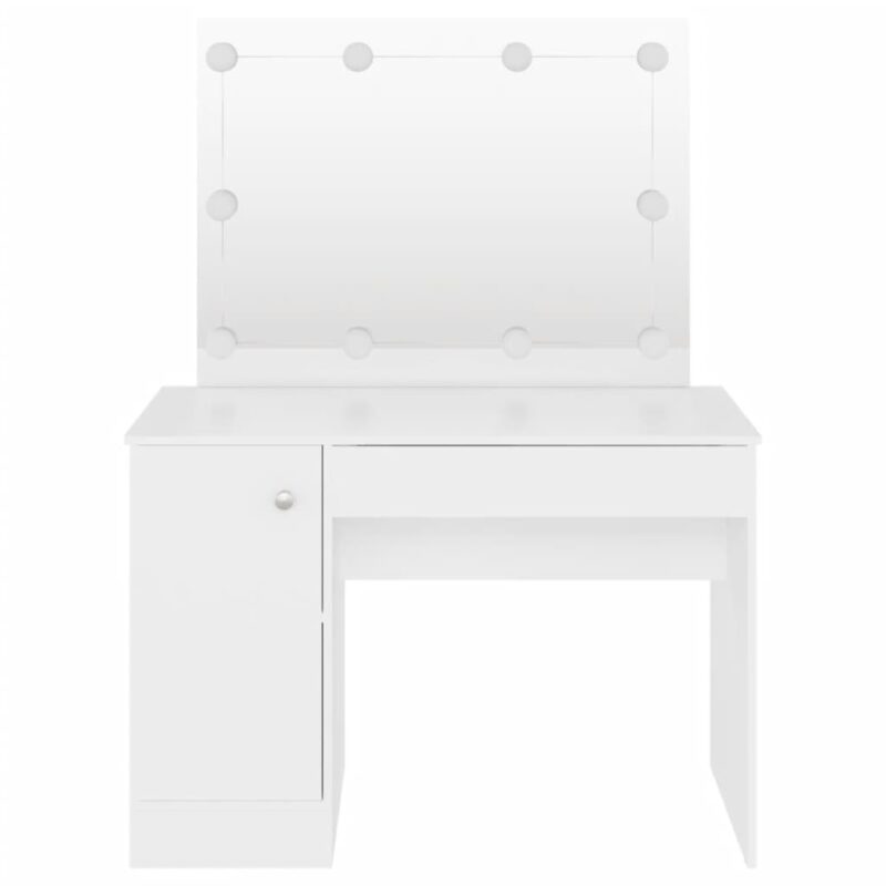Toaletna mizica z LED lučkami 110x55x145 cm MDF bela