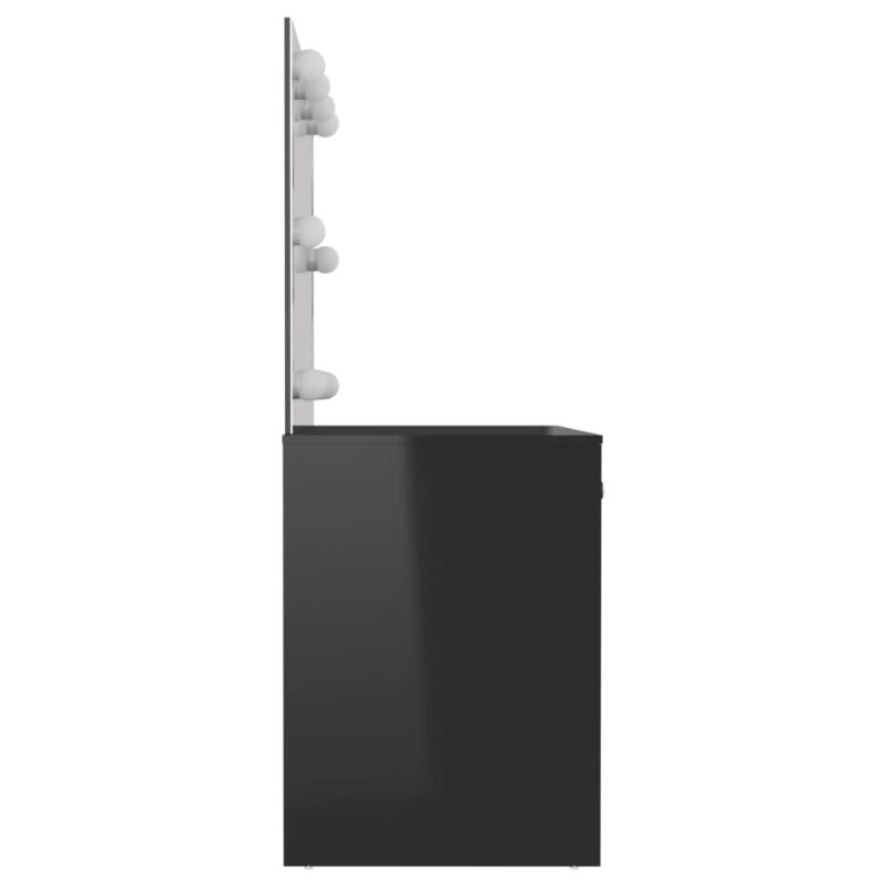 Toaletna mizica z LED lučkami 110x55x145 cm MDF sijoče črna