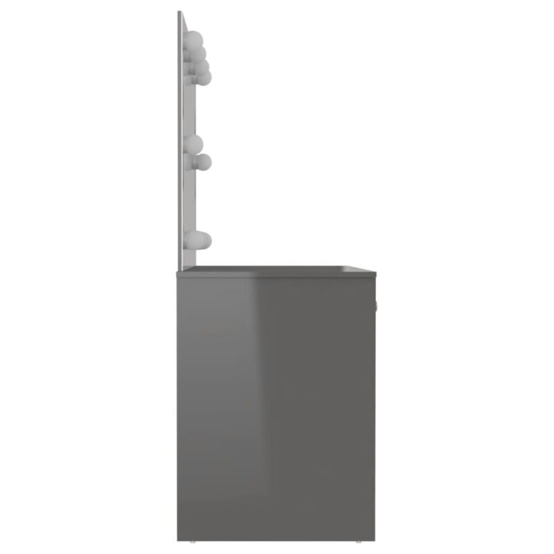 Toaletna mizica z LED lučkami 110x55x145 cm MDF sijoče siva