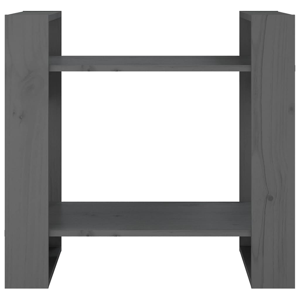 Knjižna omara/pregrada siva 60x35x57 cm trdna borovina