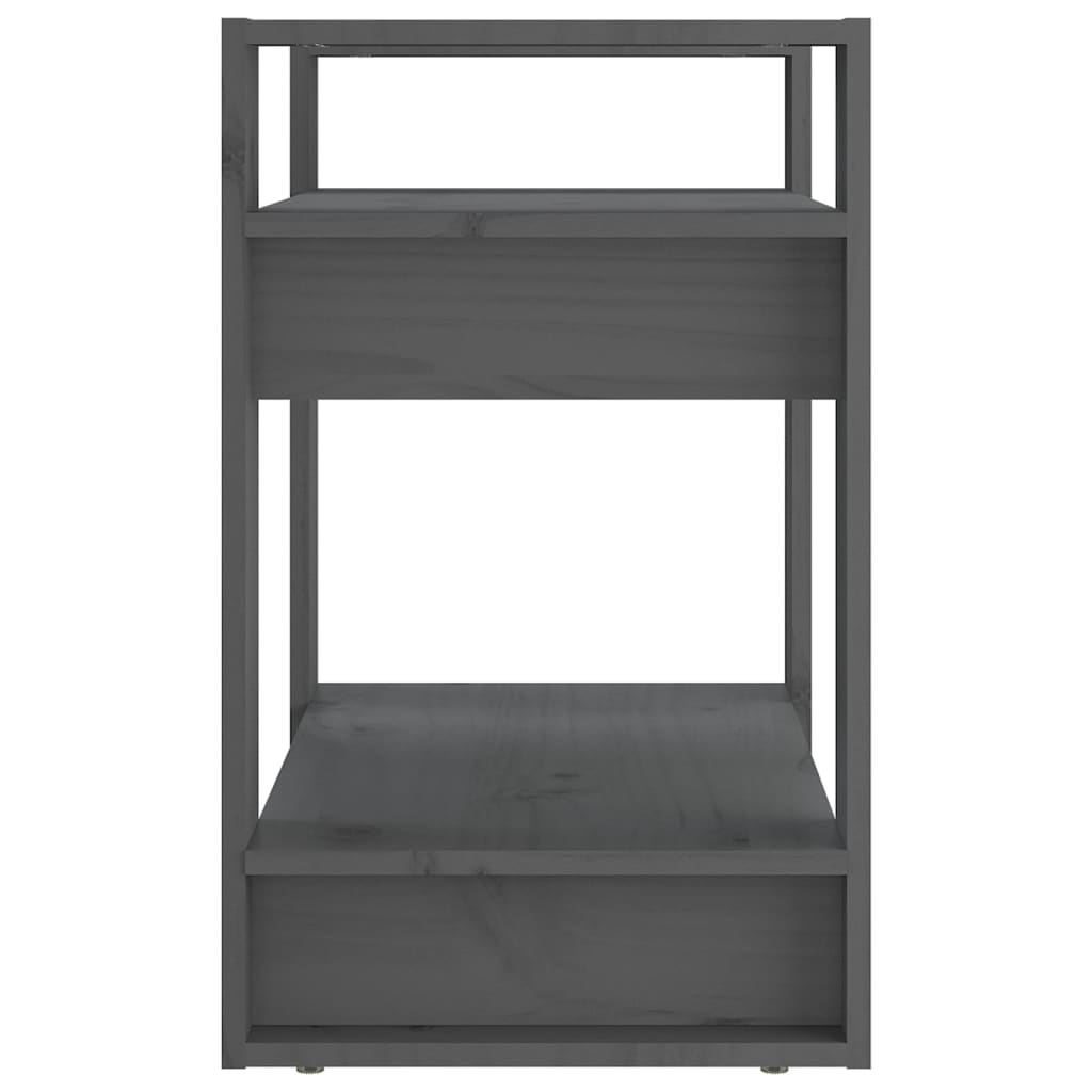 Knjižna omara/pregrada siva 60x35x57 cm trdna borovina