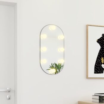 Ogledalo z LED lučkami 60x30 cm stekleno ovalno