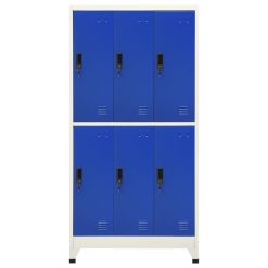 Omara s ključavnico siva in modra 90x45x180 cm jeklo