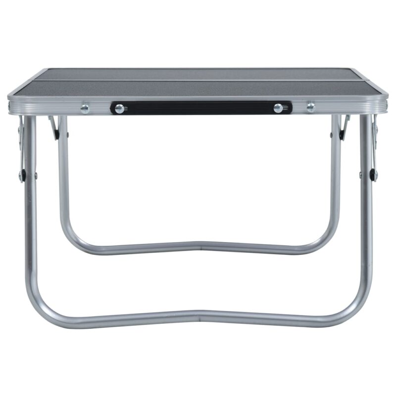 Zložljiva miza za kampiranje siva iz aluminija 60x40 cm