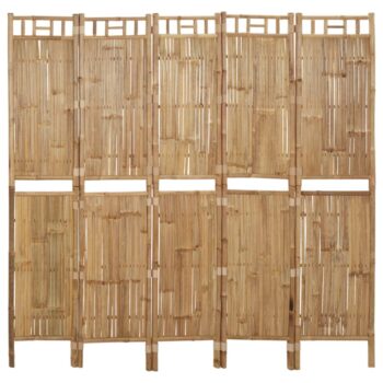 Paravan 5-delni iz bambusa 200x180 cm