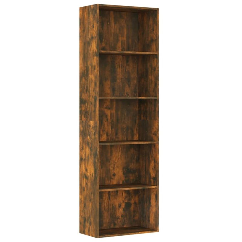 Knjižna omara 5-nadstropna dim. hrast 60x30x189 cm konstr. les