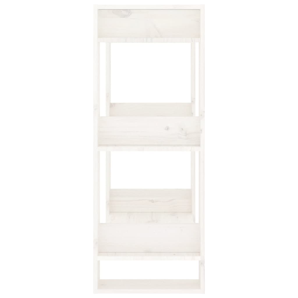 Knjižna omara/pregrada bela 60x35x91 cm trdna borovina