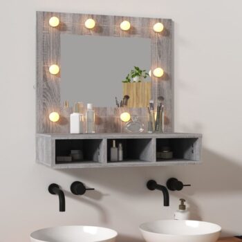 Omarica z ogledalom in LED lučkami siva sonoma 60x31