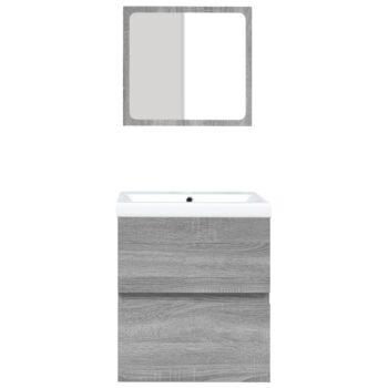 Kopalniška omarica z umivalnikom in ogledalom siva sonoma